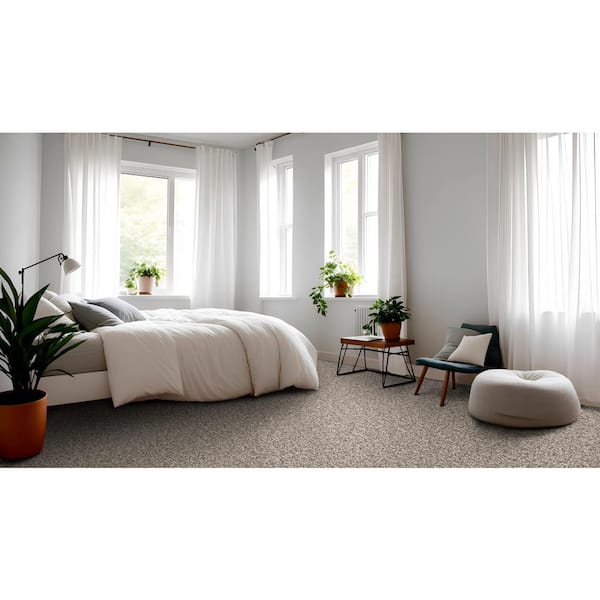 Piece Of Cake Warn Path Beige 33 oz. Solution Dyed Polyester Texture Carpet - Installation Required