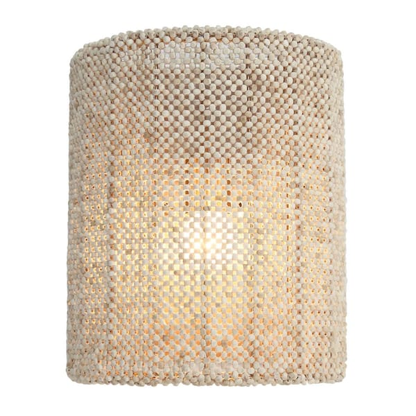 Metropolitan Copra 10.2 in. 1-Light Nickel Wall Sconce with Coco Bead Shade