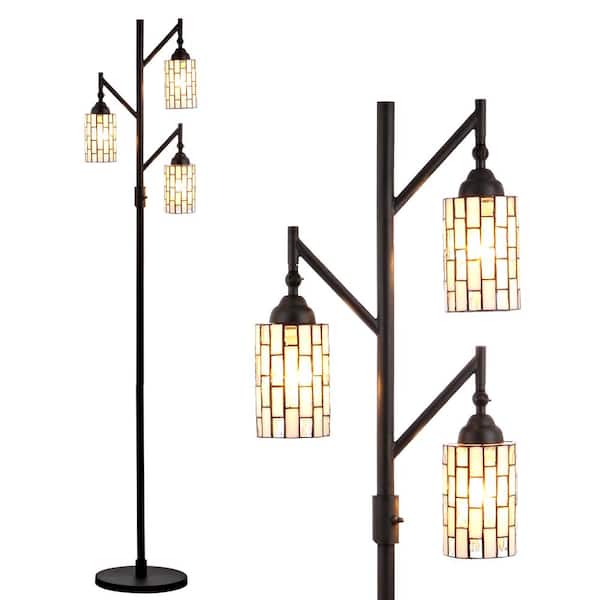 Lewis Tiffany-Style 71 in. Multi-Light Bronze Floor Lamp