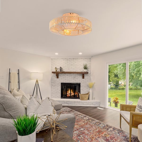 20 in. White Rope Caged DC Motor Reversible Flush Mount Ceiling Fan with Remote, 6-Wind Speeds