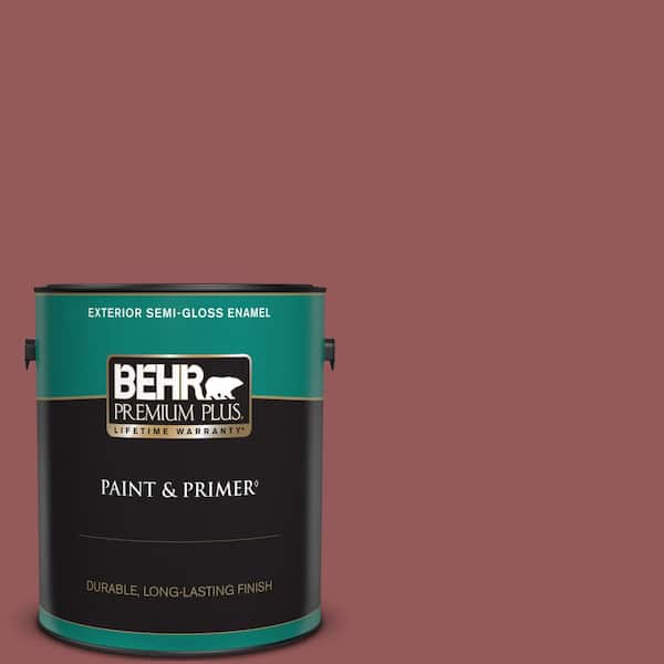 BEHR PREMIUM PLUS 1 gal. #150F-6 Gallery Red Semi-Gloss Enamel Exterior Paint & Primer