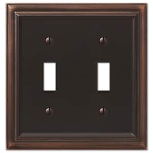 Continental 2 Gang Toggle Metal Wall Plate - Aged Bronze
