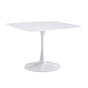 42.1 in. White Wood Pedestal Dining Table Seats 4-6 people for Living Room, Bedroom