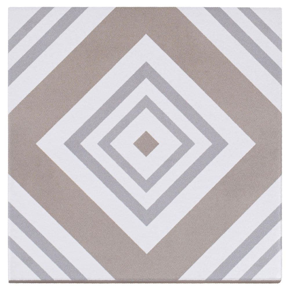 Bliss Monaco Tan/Gray/White 8 in. x 8 in. Porcelain Matte European Floor an