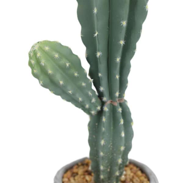 35 in. White Indoor/Outdoor Cactus Artificial Plant with Planter