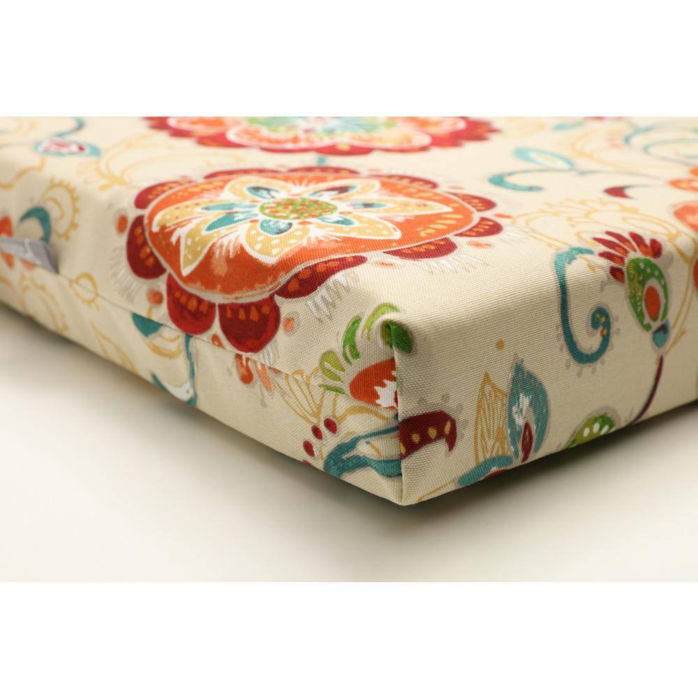 Set of 2 Beige and Multicolor Polyester Outdoor/Indoor Seat Cushions