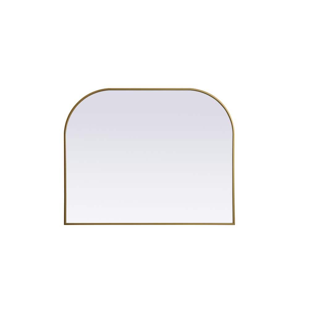 Simply Living 42 in. W x 34 in. H Arch Metal Framed Brass Mirror