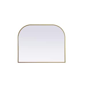 Simply Living 42 in. W x 34 in. H Arch Metal Framed Brass Mirror