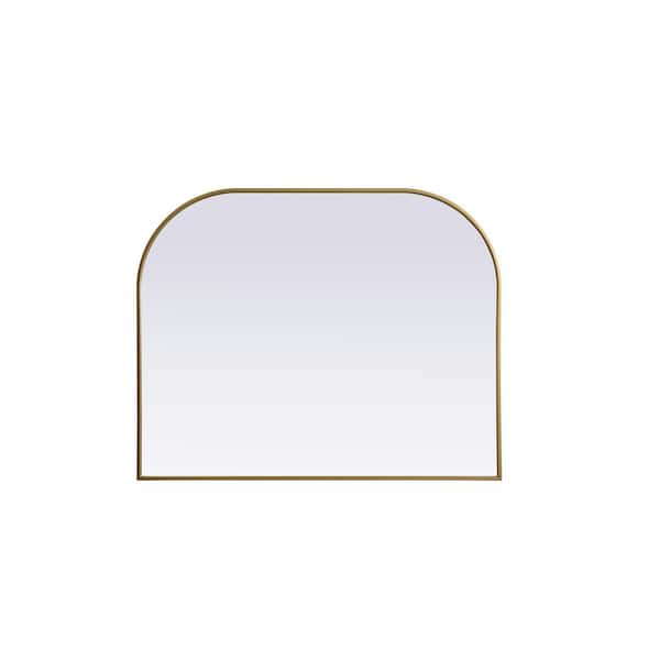 Unbranded Simply Living 42 in. W x 34 in. H Arch Metal Framed Brass Mirror