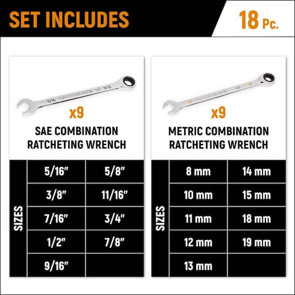 GEARWRENCH SAE/MM 90-Tooth Pro Combination Ratcheting Wrench Tool