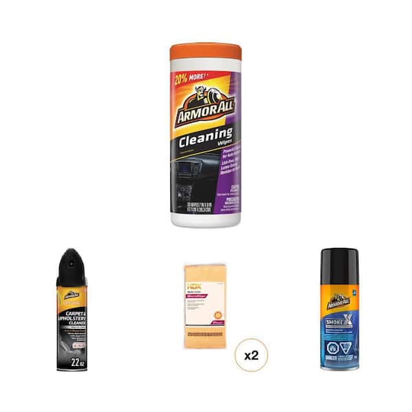 Fresh Fx Carpet Cleaner, Car Wipes, Smoke X Odor Eliminator, and 16 in. x 16 in. Microfiber Towel Kit (56-Count)