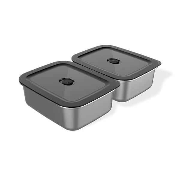 Weber Works 7.7-Cup Stainless Steel Grilling Prep Containers with Lids (Set of 2)