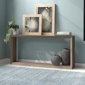 Osmond 64 in. Antiqued Gray Oak Rectangular MDF Top Console Table