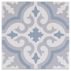 Bliss Revival Blue/Tan/White 8 in. x 8 in. Porcelain Matte European Floor and Wall Tile (10.76 sq. ft./Case)