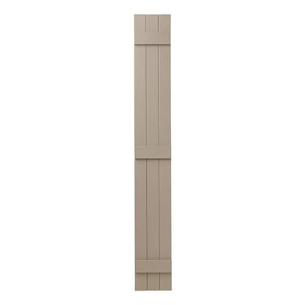 Ply Gem 11 in. x 75 in. Polypropylene Plastic 3-Board Closed Board and Batten Shutters Pair in Pebblestone Clay