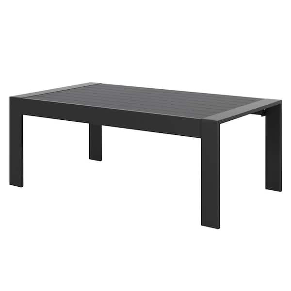 Unbranded Black All-Weather Rectangle Aluminum Outdoor Coffee Table