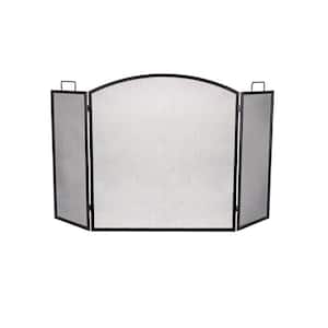 3 Fold Black Arch Top Fireplace Screen