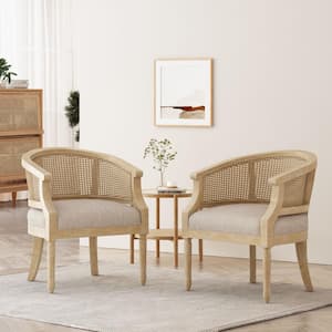 Silkie Beige/Natural Polyester Arm Chair (Set of 2)