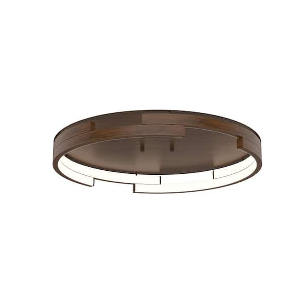 KUZCO Anello Minor 19 in. 1 Light 50-Watt Walnut Integrated LED Flush Mount