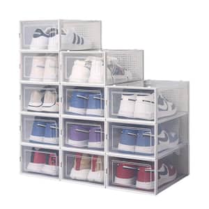 12-Pair Transparent Stackable Clear Plastic Shoe Storage Box