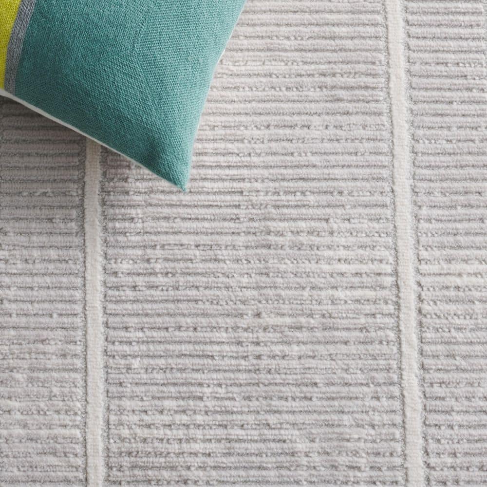 Grey and Light Grey Geometric Synthetic 4' x 6' Area Rug