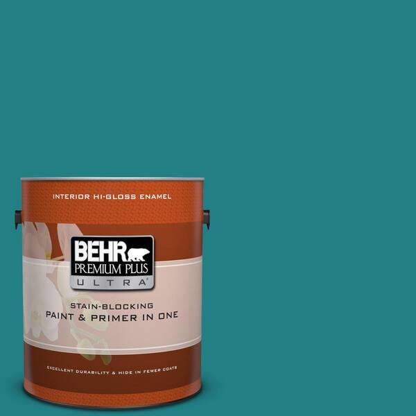 BEHR Premium Plus Ultra 1 gal. #510D-7 Pacific Sea Teal Hi-Gloss Enamel Interior Paint and Primer in One