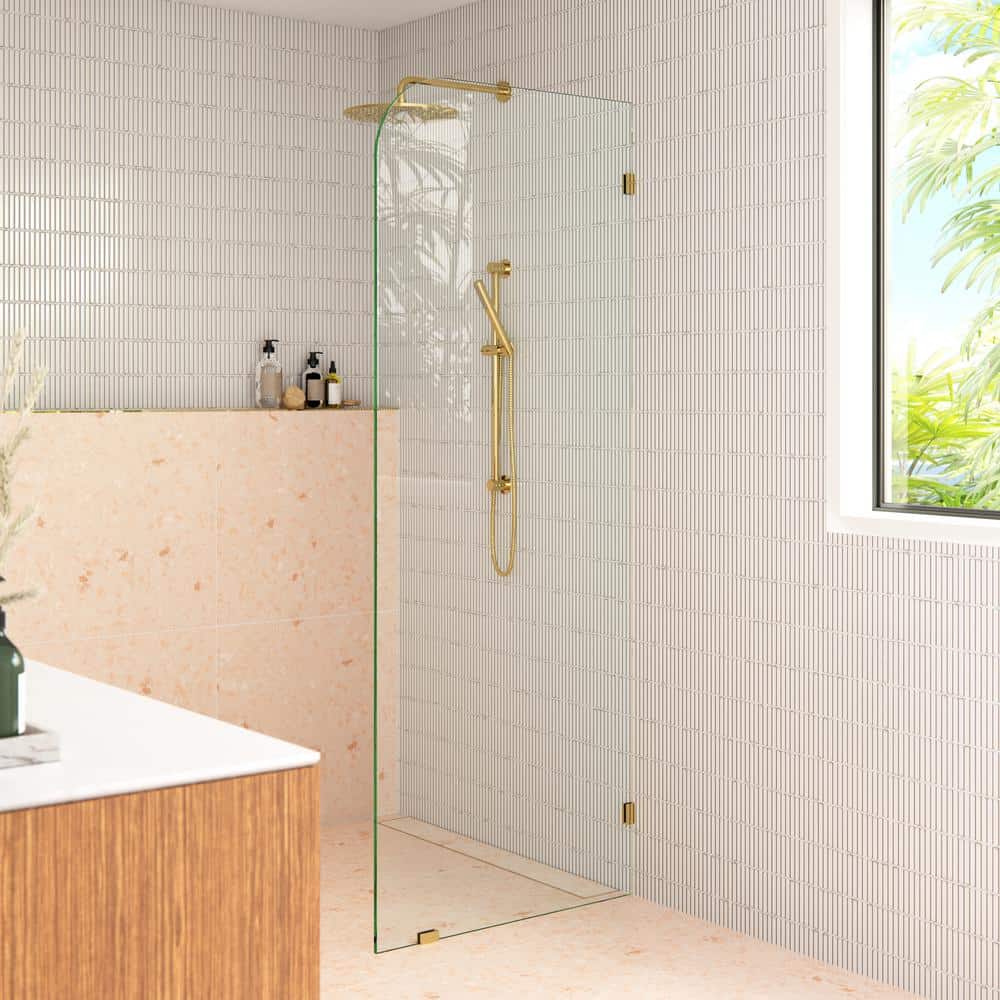 Solaris 40" x 78" Frameless Glass Shower Panel with Brass Hardware