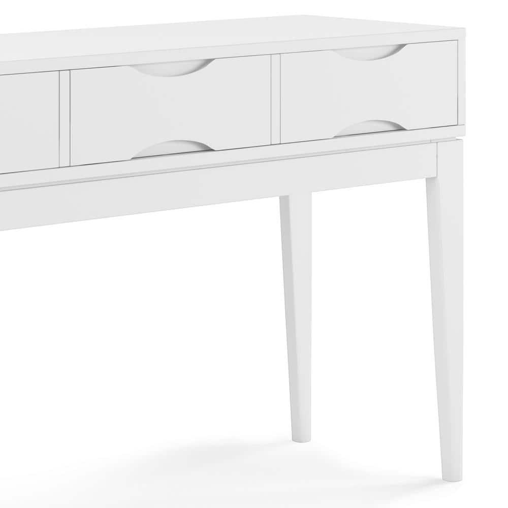 Harper Mid-Century White Solid Hardwood Console with Storage