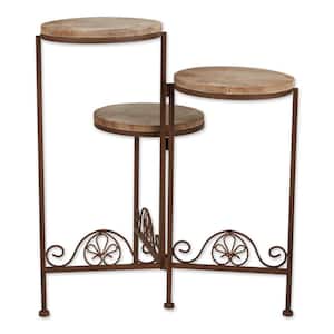 19.5 in. x 15 in. x 23 in. Rustic Iron Triple Planter Stand 3-Tier