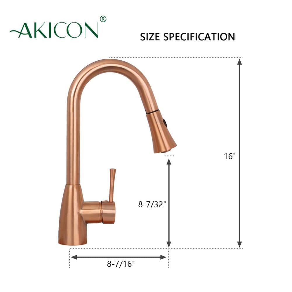 Brushed Copper Single Handle Pull-Down Kitchen Faucet