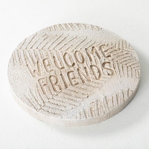 10.75 in. x 10.75 in. x 1 in. Round Magnesia Welcome Friends Stepping Stone