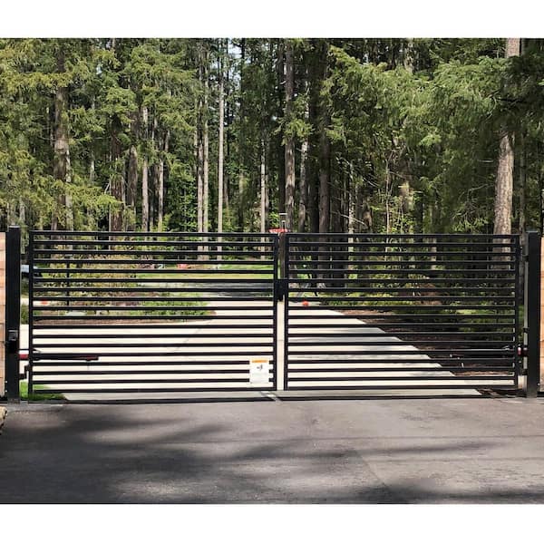 ALEKO 12 ft. x 6 ft. Milan Black Metal Steel Dual Swinging Driveway Fence Gate