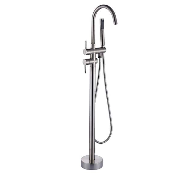 Unbranded 2-Handle Claw Foot Tub Faucet Mount Bathtub with Handheld Shower in. Brushed Nickel
