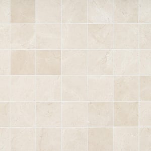 Marfil Crema 11.73 in. x 11.73 in. Honed Marble Floor and Wall Mosaic Tile (0.95 sq. ft./Each)