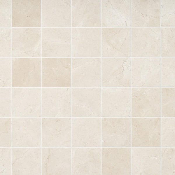 Ivy Hill Tile Marfil Crema 11.73 in. x 11.73 in. Honed Marble Floor and Wall Mosaic Tile (0.95 sq. ft./Each)