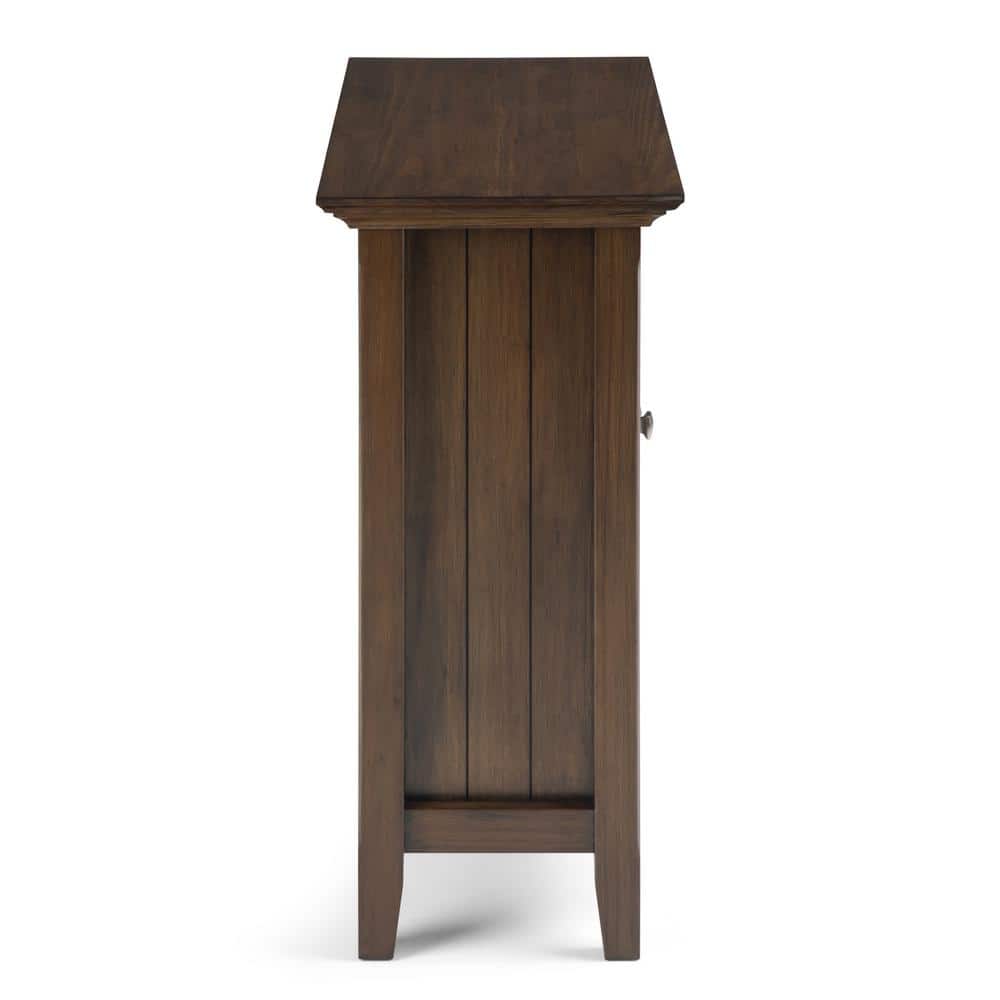 Rustic Natural Brown Solid Wood Low Storage Cabinet with Glass Doors
