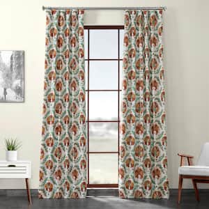 Tribeca Hibiscus Multi-Colored Printed Linen Textured Room Darkening Curtain - 50 in. W x 108 in. L (1 Panel)