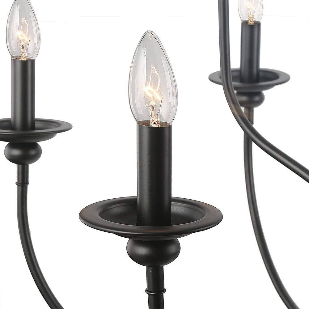 Matte Black Metal 9-Light Candle Circle Chandelier