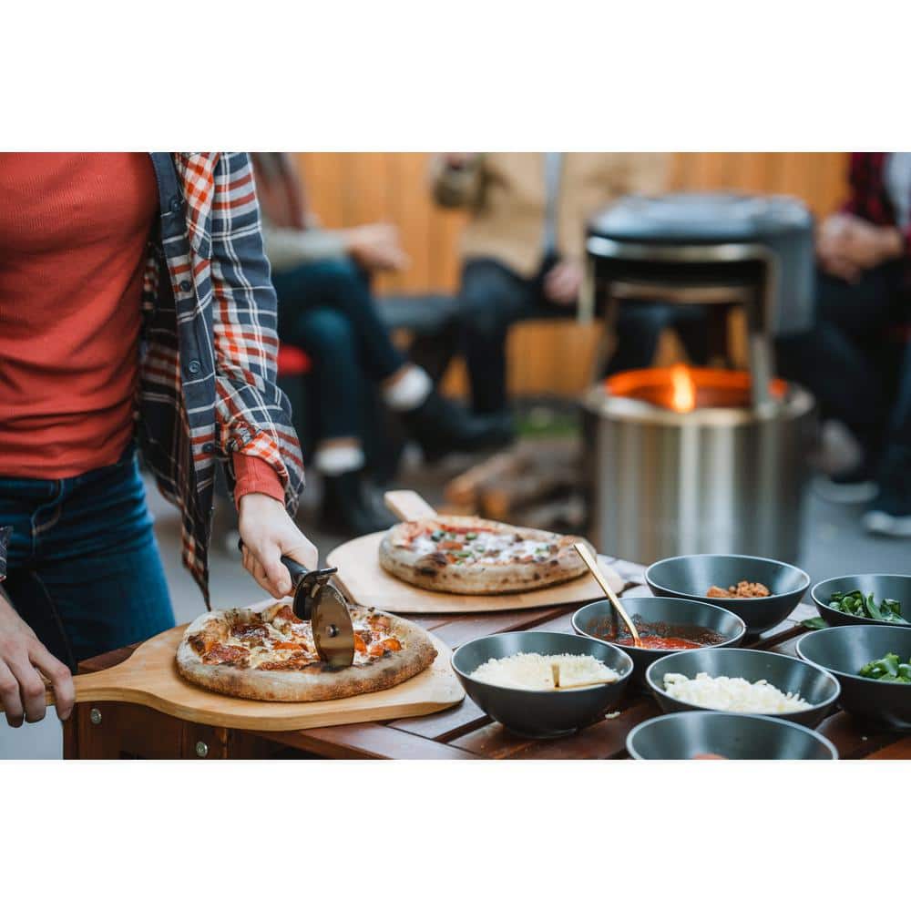 Stainless Steel Outdoor Wood-Fired Pizza Oven with Carry Case