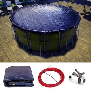 15 ft. Diameter Premium Round Navy Blue Above Ground Winter Pool Cover with 4 ft. Overlap - 100 GSM