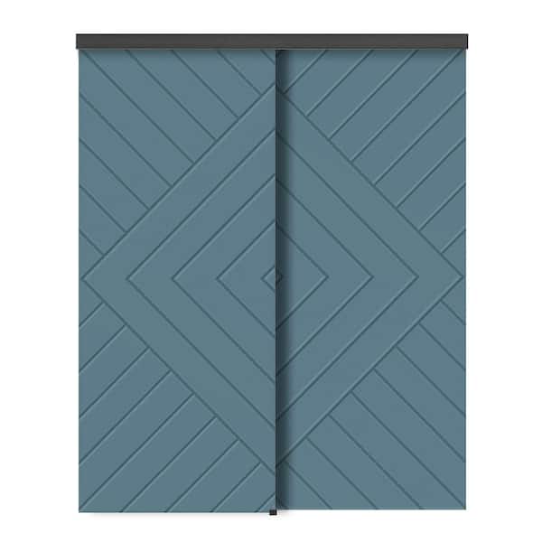 CALHOME 48 in. x 80 in. Hollow Core Dignity Blue Stained Composite MDF Interior Double Closet Sliding Doors