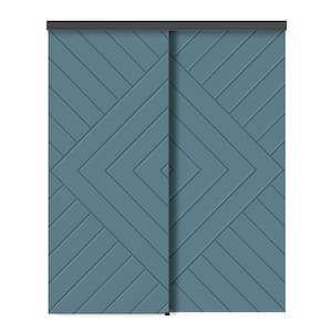 60 in. x 96 in. Hollow Core Dignity Blue Stained Composite MDF Interior Double Closet Sliding Doors
