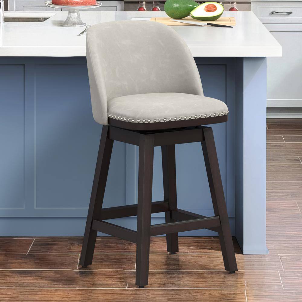 Reviews for cozyman 26 in. Light Beige Gray Wood Frame Swivel Cushioned