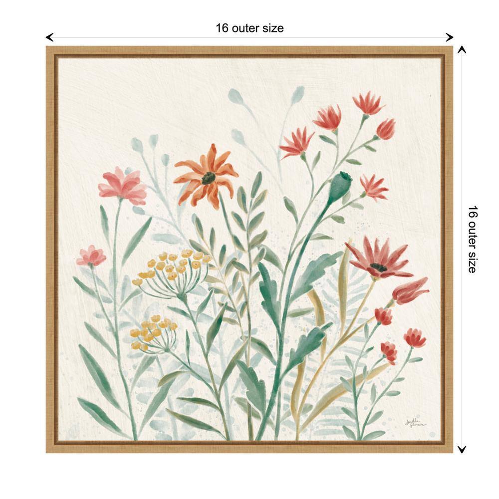 Wildflower Vibes II Floral Canvas Print with Maple Frame