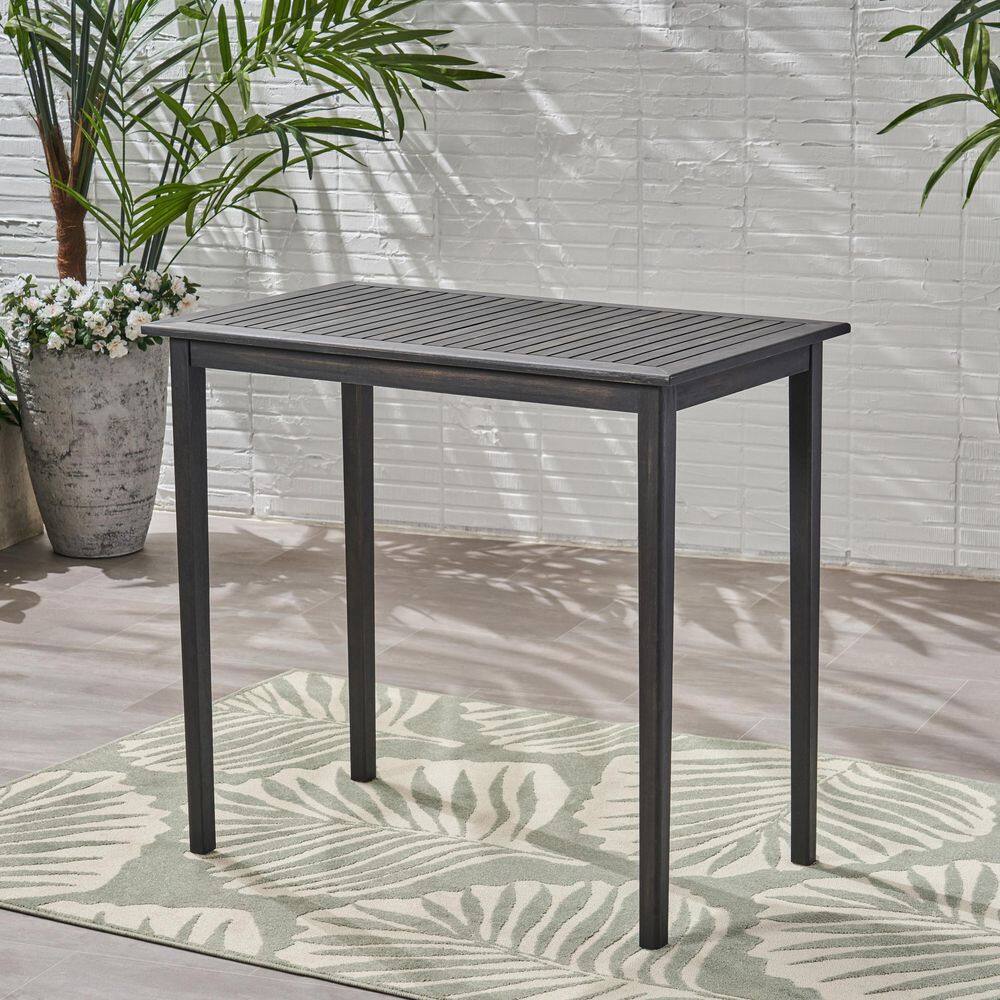 Elegant Acacia Wood Outdoor Bar Table in Dark Gray