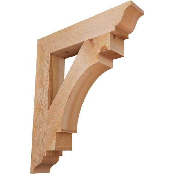 Ekena Millwork 4 in. x 26 in. x 22 in. Western Red Cedar Merced Traditional Rough Sawn Bracket