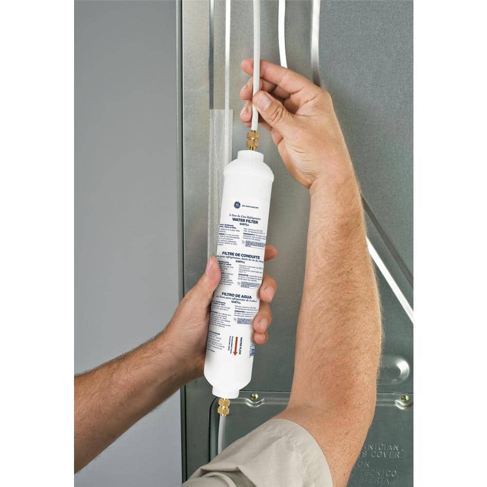 GE 5-Year In-Line Refrigerator Water Filter with Brass Fittings