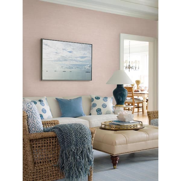 Tiverton Blush Faux Grasscloth Wallpaper