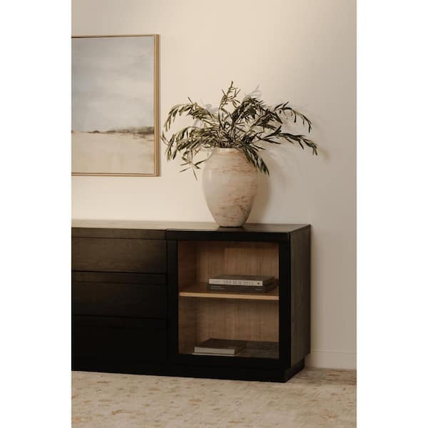 NADAAL STUDIOS Corwin Black and Natural Ash Wood 75 in. Sideboard