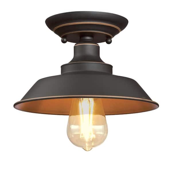 Westinghouse Iron Hill 9 in. 1-Light Oil Rubbed Bronze with Highlights Semi-Flush Mount